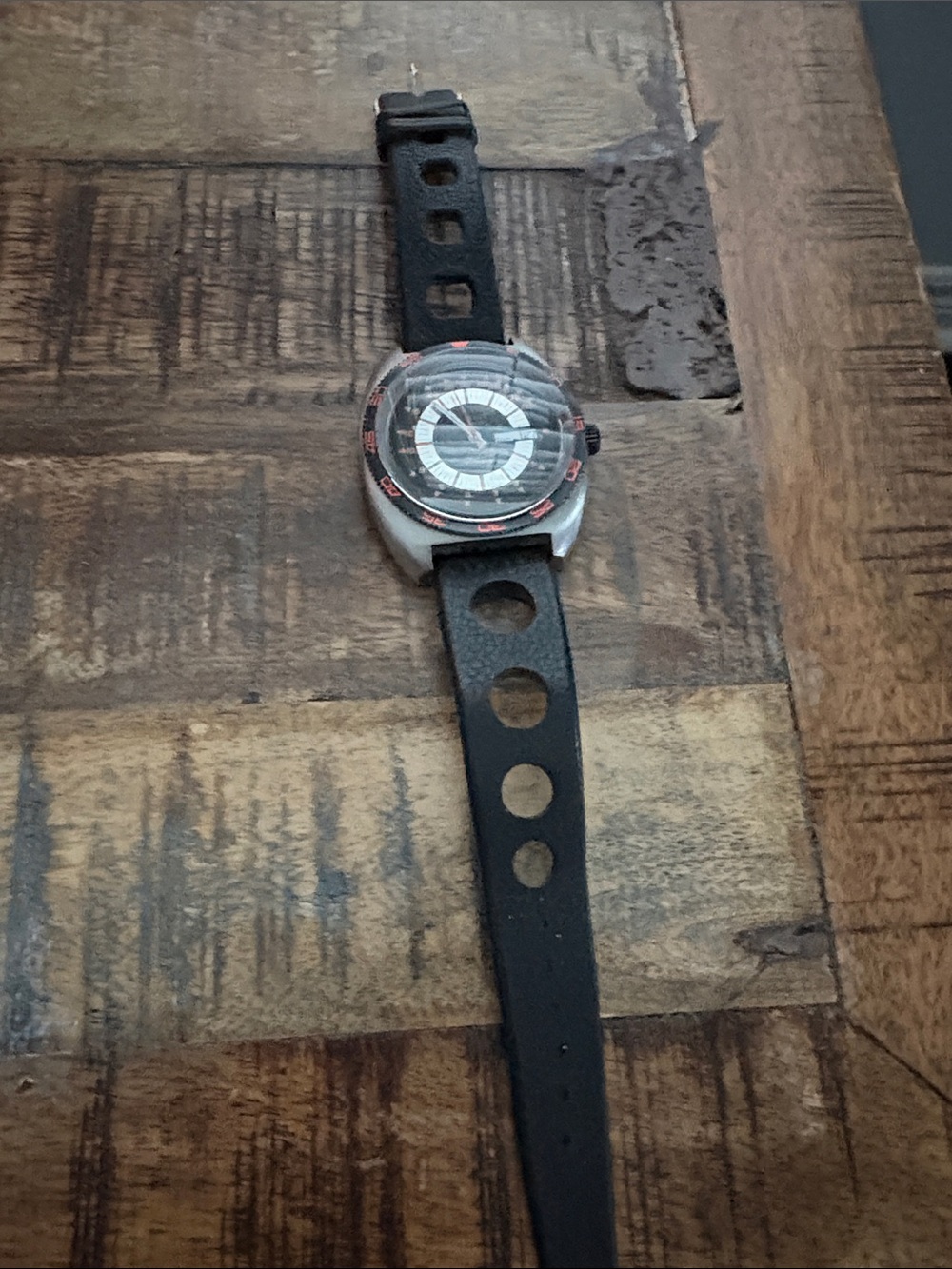 Rotary Watches Men's Black and Silver Sport Watch with Red Accents